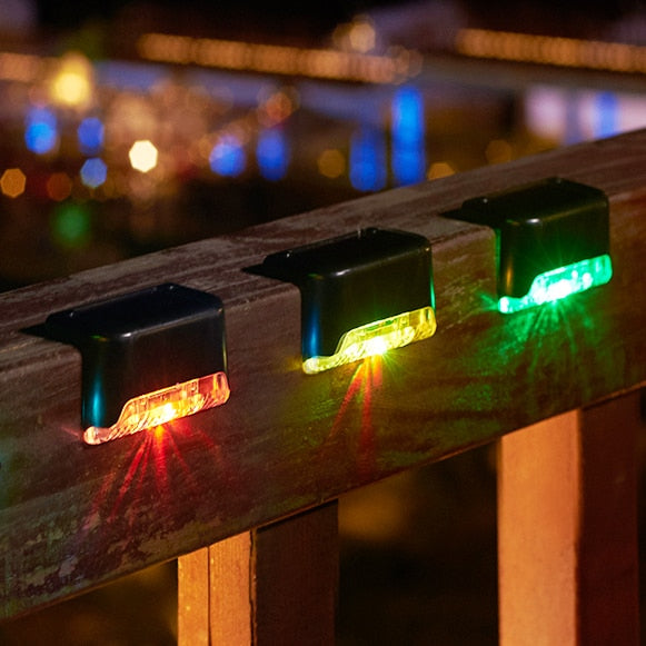 Warm White LED Solar Step Lamp Path Stair Outdoor Garden Lights Waterproof Balcony Light Decoration for Patio Stair Fence Light