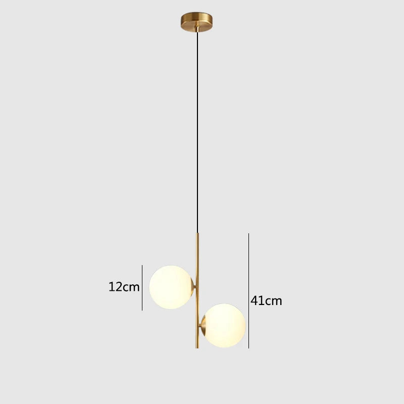 Nordic Modern Glass Ball LED Pendant Lights Brass/Black Bedroom Bedside Hanging Lamp for Living Room Home Decor Lighting Fixture