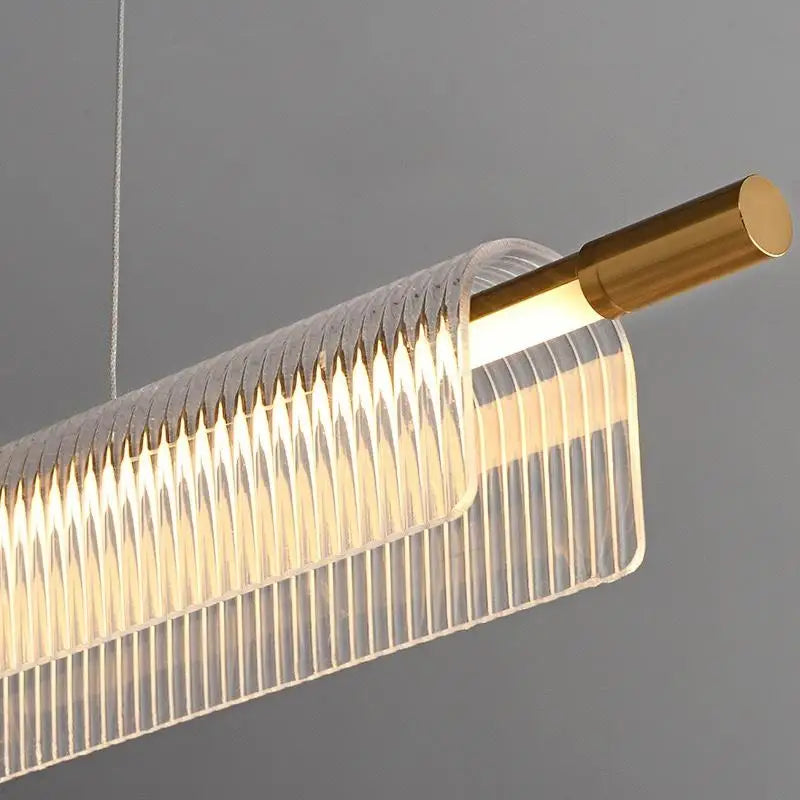 Simple Acrylic Linear LED Chandelier for Dining Table Kitchen Island Restaurant Bar Office Study Modern Iron Strip Pendant Light