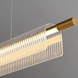 Simple Acrylic Linear LED Chandelier for Dining Table Kitchen Island Restaurant Bar Office Study Modern Iron Strip Pendant Light