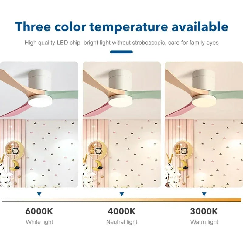 46/56Inch Low Floor Ceiling Fan Light Modern Black ABS Blade DC Remote Control Led Fan Lights Restaurant The bedroom 110V 220V