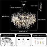 Retro K9 Crystal Tree Branch Chandelier - Modern LED Pendant Light Fixture for Villa Lobby, Foyer, Living Room & Weddings