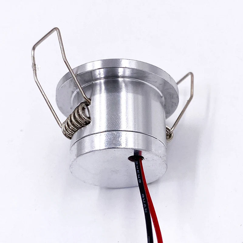 Mini 12V 1W Embedded LED Downlight Ceiling Spotlight - Small Built-in Recessed Cabinet & Bathroom Light (Silver, White, Black Shell)
