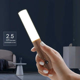 LED Wood Night Light PIR Motion Sensor Magnetic Wall Lamp USB Rechargeable Lights Home Staircase Bedroom Lamps Bedside Lighting