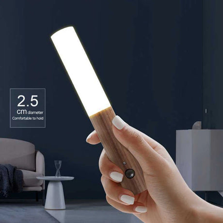 LED Wood Night Light PIR Motion Sensor Magnetic Wall Lamp USB Rechargeable Lights Home Staircase Bedroom Lamps Bedside Lighting