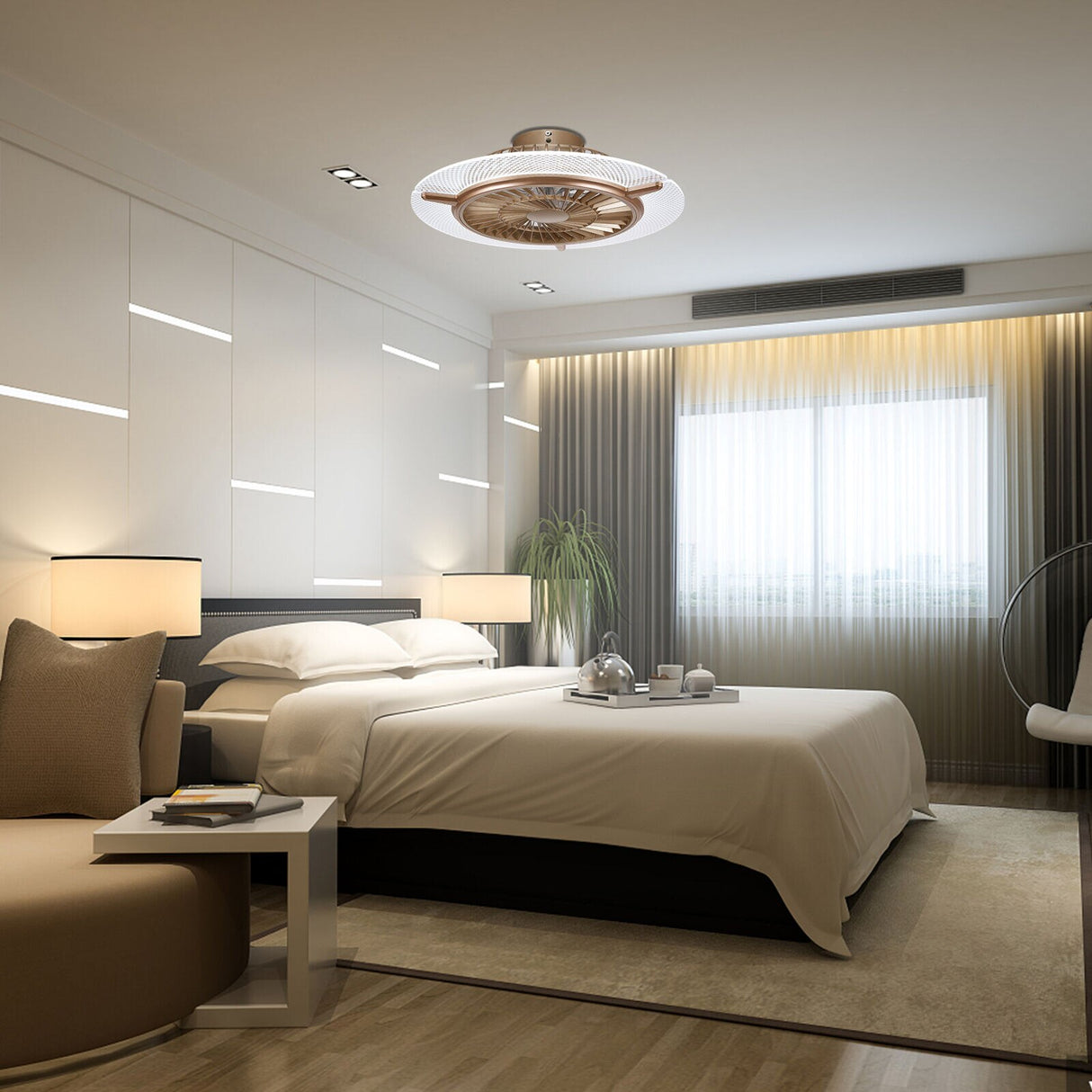 Ceiling Fan With LED Light Lamp Remote Control Flush Mount 110V For Living Room Dinning Room (Ships From USA)