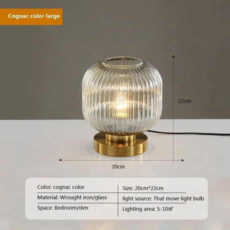 Retro Glass Table Lamp Pumpkin Ball Desk Light For Restaurant Study Living Room Bedside Hotel Villa Home Decors Luster's Lamp