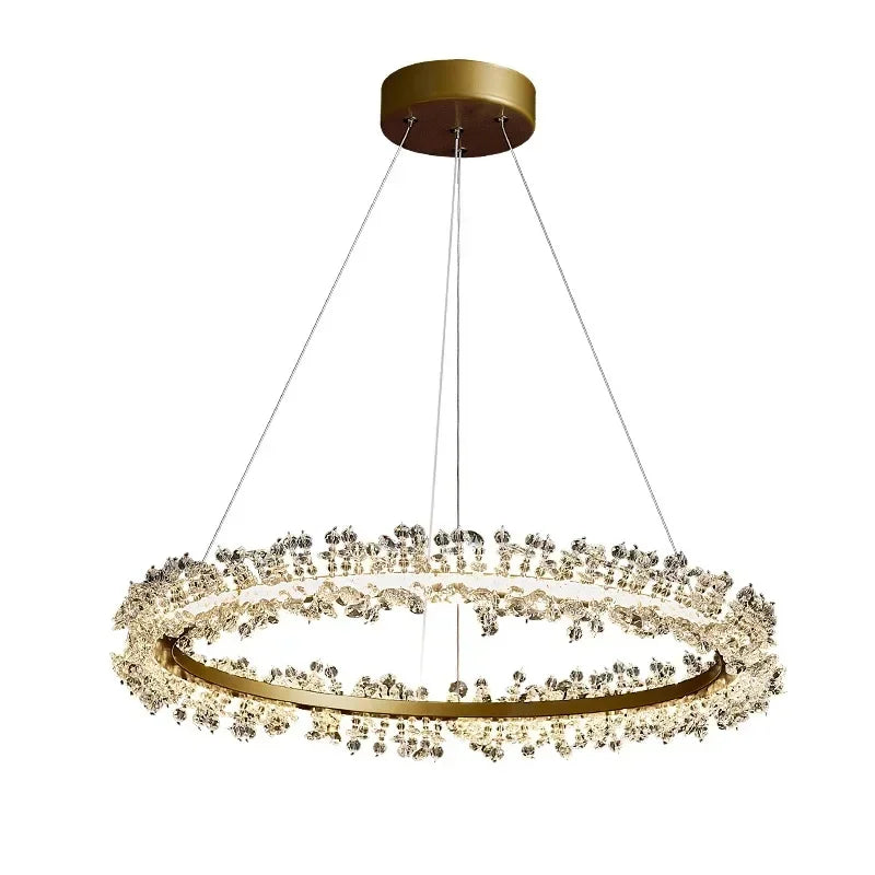 French Light Luxury Lamps Modern Minimalist Living Room Diningroom Bedroom Lighting Internet Celebrity Ring  Crystal Pendant