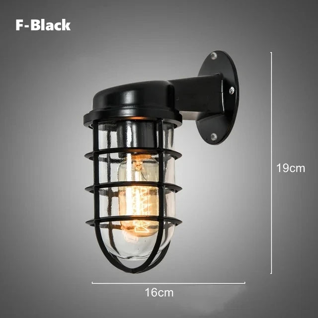 Retro Aluminum Outdoor LED Wall Lamp E27 Waterproof Moisture Industrial Garden Porch Light Bathroom Balcony Glass Ceiling Light