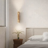 Yellow Cave Stone & Wood LED Wall Sconce Lamp - Wabi-Sabi Natural Travertine Stone Wall Light for Living Room, Bedroom Bedside & Corridor Decor