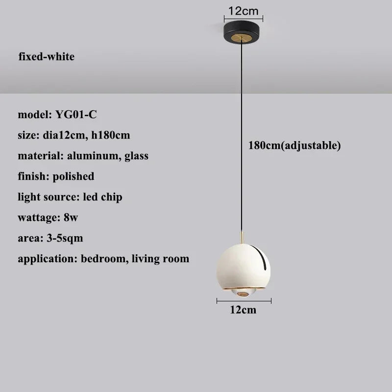 Modern Adjustable Angle LED Round Pendant Light - Stretchable Minimalist Chandelier Lamp for Bedroom Bedside, Dining & Home Decor