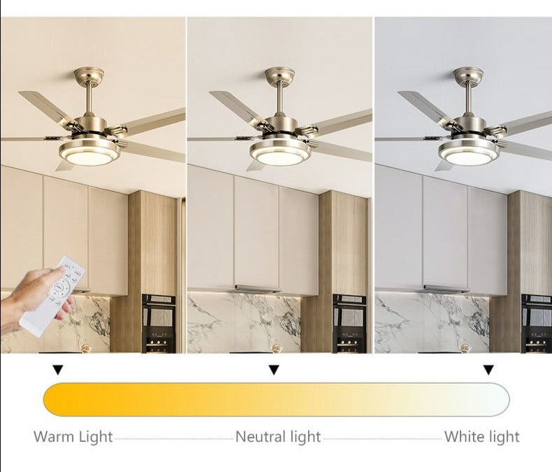 Stainless Steel Ceiling Fan Lightmodern Electric Fan Ceiling LightLED Remote Control Ceiling Fan Light 110v