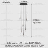 Nordic Minimalist Chandelier Home Decor Living Room Loft Chandelier Interior Lighting Duplex House Villa LED Stair Pendant Light