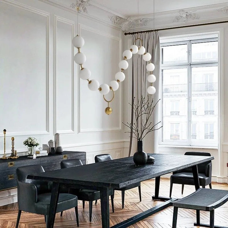 Modern creative staircase long pendant light Nordic light luxury restaurant clothing store showcase bar counter round light
