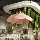 Colorful Petal Fabric Art Pendant Light - Modern Floral Chandelier Ceiling Hanging Lamp Fixture for Dining Room Table, Living Room, Cafe & Bar