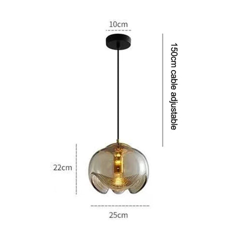 Nordic Vintage Water Wave Pattern Glass Pendant Lamp Bedside Store Restaurant Balcony Ceiling Installation Lighting Fixtures