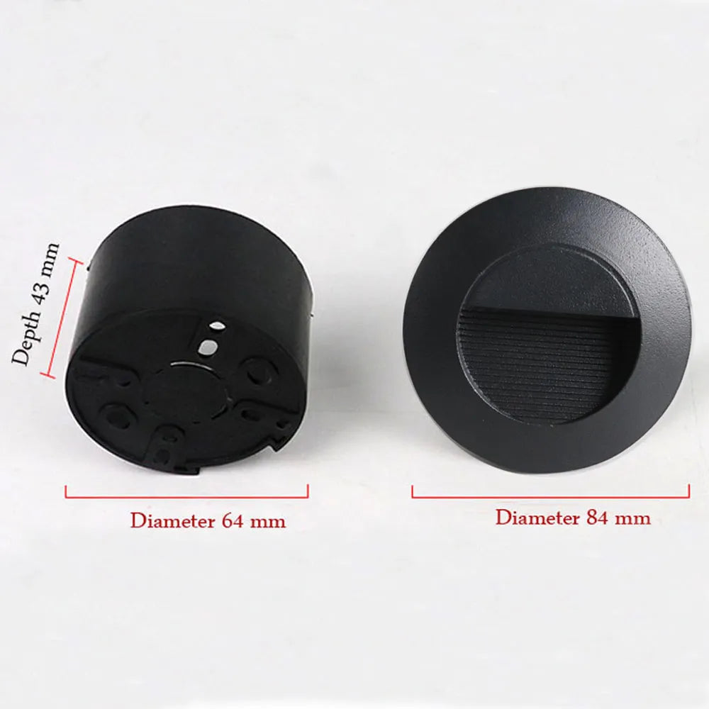 Outdoor Step Lighting 3W LED Embedded Wall Lamps Waterproof Outside Night Footlight +Bottom Box for Stairway Balcony Garden Porch