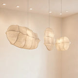 Japanese Wabi-Sabi White Silk Sailboat Pendant Light - E27 Textile Ceiling Chandelier Lamp Fixture for Living Room, Dining Room & Bedroom Decor