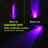 395NM UV Flashlight Rechargeable Ultraviolet Torch Pet Urine Scorpion Detector UV Lamp Anti-counterfeiting Bill Seal Detector