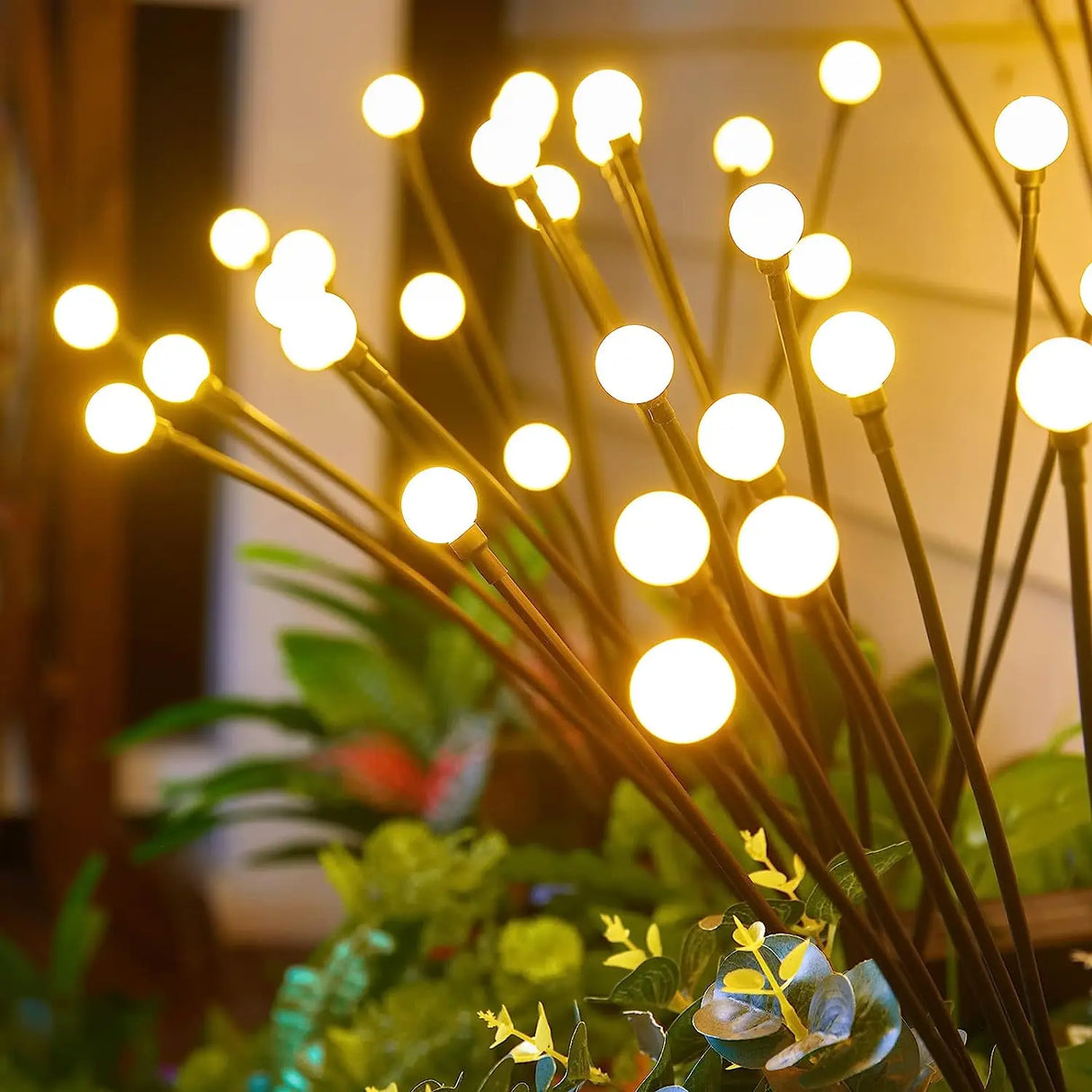 8-LED Solar Firefly Lights - Outdoor Waterproof Warm Glow Garden Lights
