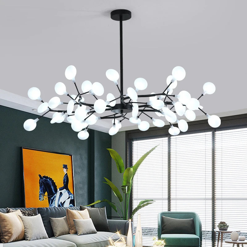 Creativity Firefly LED Chandelier Black Gold for Living Room Bedroom Hall Home Decor Indoor Lighting Minimalist Ceiling Pendant