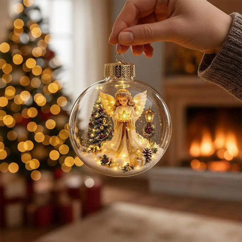 Glowing Christmas Story Ornament - Glowing Christmas Diorama Ornament, Light-Up Mini Scene With Warm LED Light, Light-Up Mini