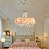 French Flower Glass Pendant Light Creamy Pearl Romantic Master Bedroom Lighting High-end Restaurant Lights
