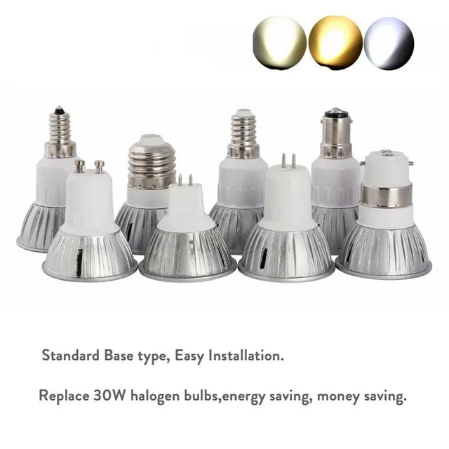 Dimmable LED Spotlight GU10 MR16 GU5.3 E27 E14 E12 B22 B15 3W Bulb Lamp Adina 110V 220V 12V Lamp Bombillas Lights For Home Decors