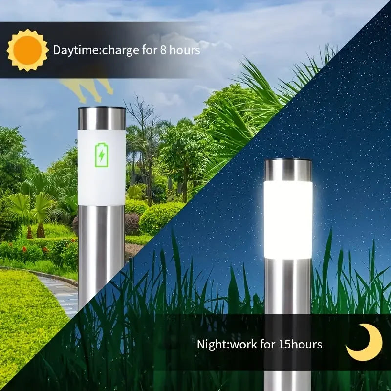 Modern Stainless Steel Solar Pathway Lights Waterproof Outdoor LED Lights Landscape Decorative Lawn Lamps for Garden Walkway