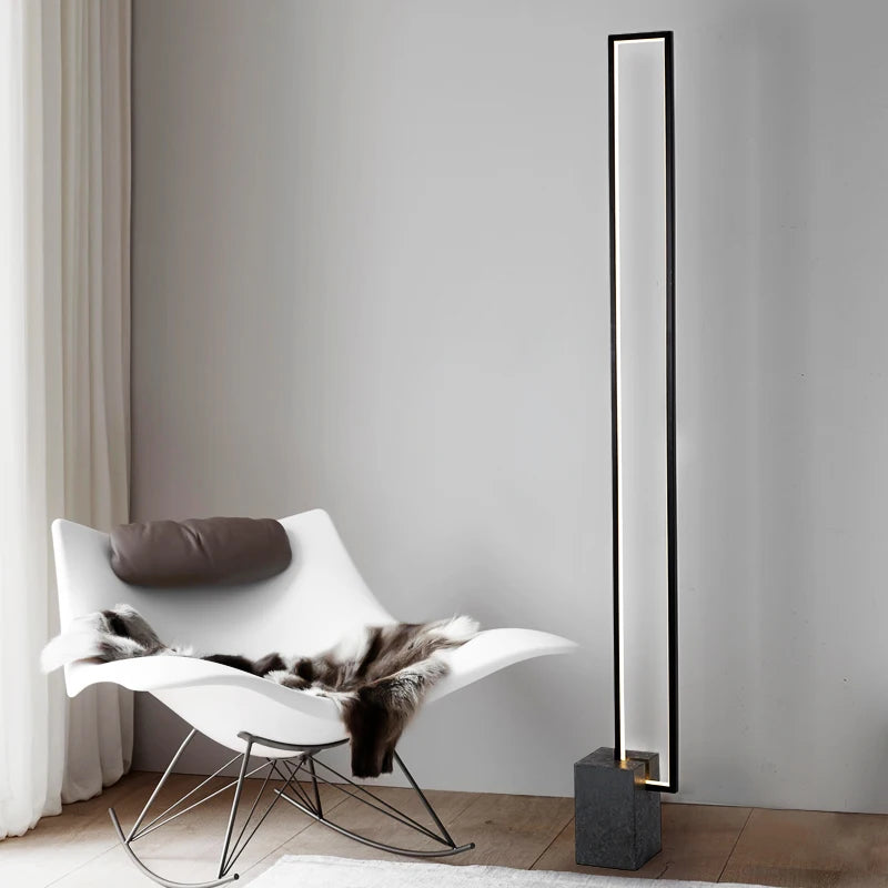 Modern Black Rectangle Led Floor Lamp Living Room Decors Led Standing Lights Loft Hotel Bedroom Bedside Dimmable Floor Lighting