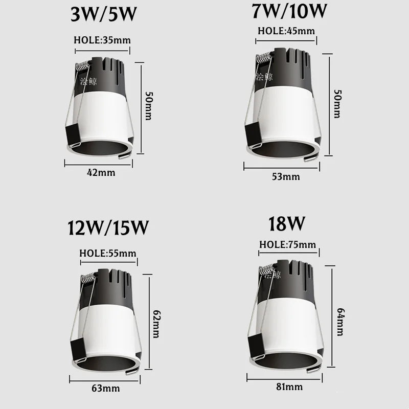 MINI type spotlight anti glare living room hotel villa ceiling light - embedded 110V/220V COB spotlight for indoor lighting 3W5W