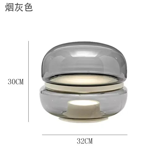 Luxury Designer Bedroom Marble Table Lamp Macaron Table Lamp Simple Smoky Grey Amber Glass Lamp Art Bedside Cute Night Light
