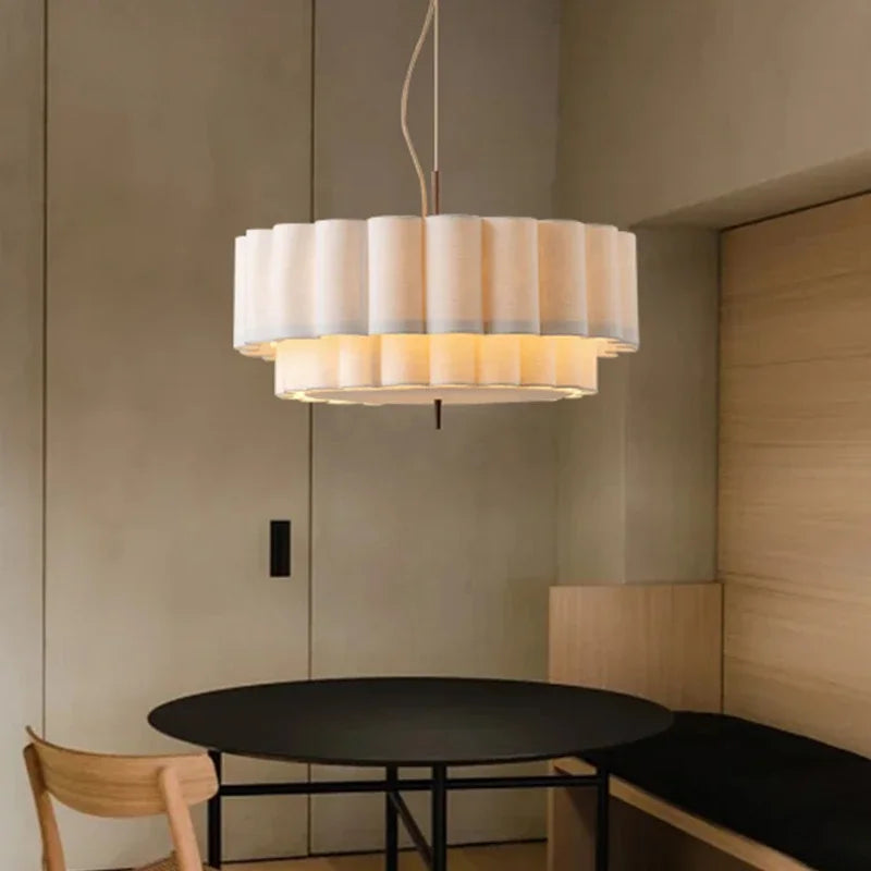 Japanese Wabi-Sabi Silk Fabric Pendant Light - Cloth Hanging Ceiling Chandelier Lamp Fixture for Living Room, Dining Room & Bedroom Decor