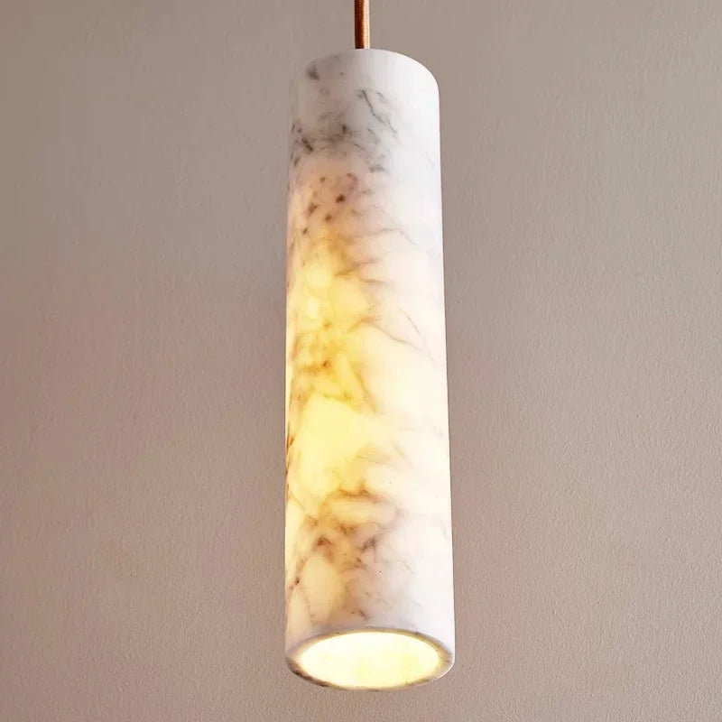 Spanish Marble Pendant Light Luxury Natural Veins Stone Copper Suspension Luminaire for Dining Kitchen Bar Bedside Hanging Lamp