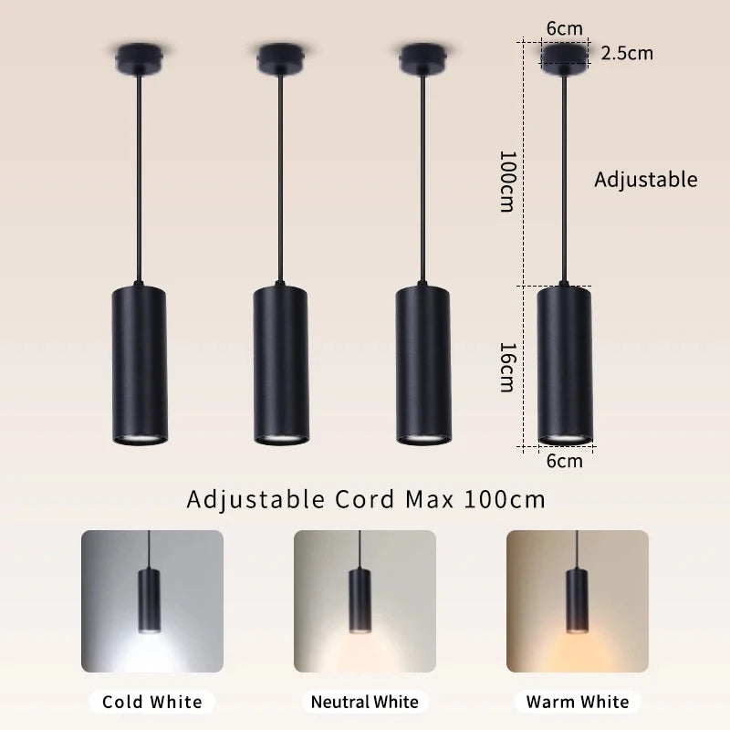 110V 220V Led Pendant Lights Replaceable GU10 Bulb Ceiling Chandelier for Kitchen Living Room Cylinder Hanging Lamp Decoration