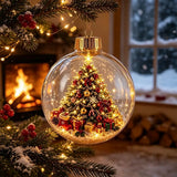 Glowing Christmas Story Ornament - Glowing Christmas Diorama Ornament, Light-Up Mini Scene With Warm LED Light, Light-Up Mini