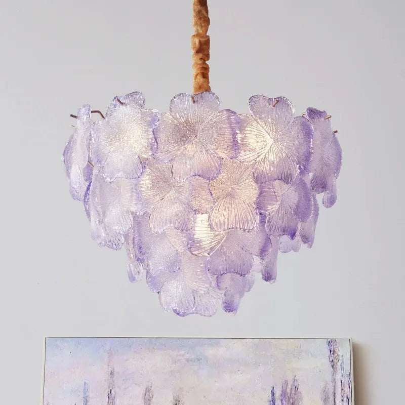 French Luxury Crystal Living Room Pendant Light Internet Famous Creative Shell Light Romantic Clover Pendant Light