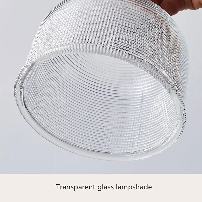 Nordic glass pendant lamp Japanese log wind cafe&#39;s restaurant three small chandelier bedroom bedside bar dining table lamps