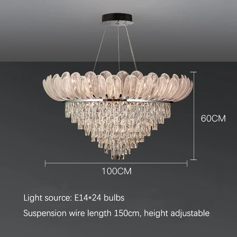 Luxury Crystal Pendant Light Chandelier Crown Design for Living Room Villa Shop Elegant Home Decor Ceiling Lighting