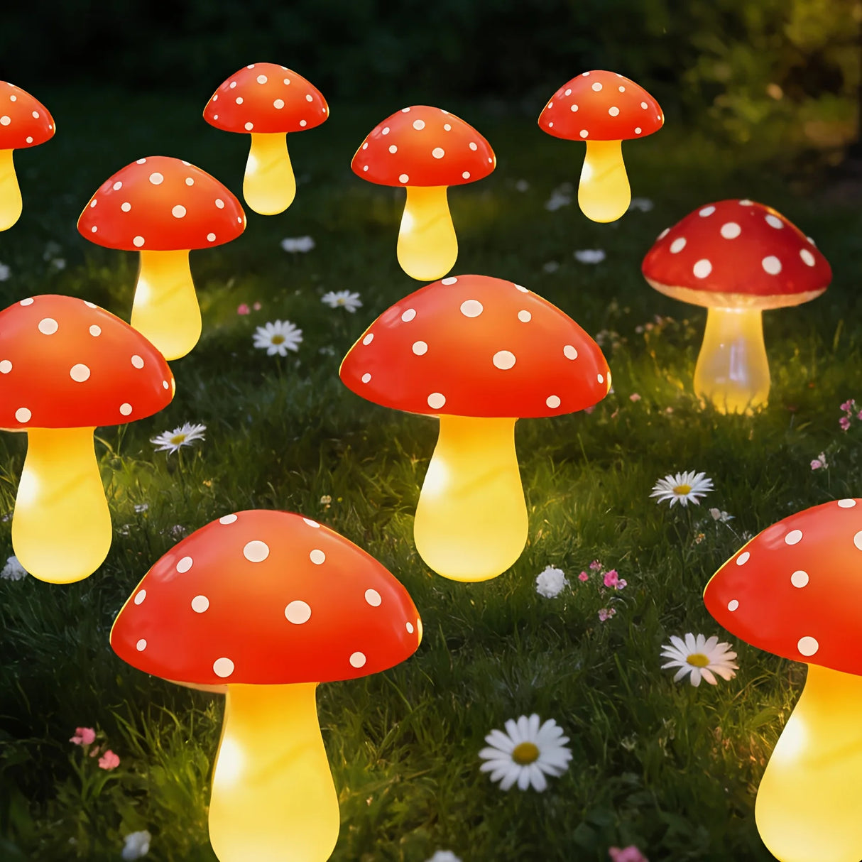 8/12/20 LED Solar Mushroom Stake Lights 8 Lighting Modes Outdoor Garden Path Lawn Decor for Easter Party Ambience