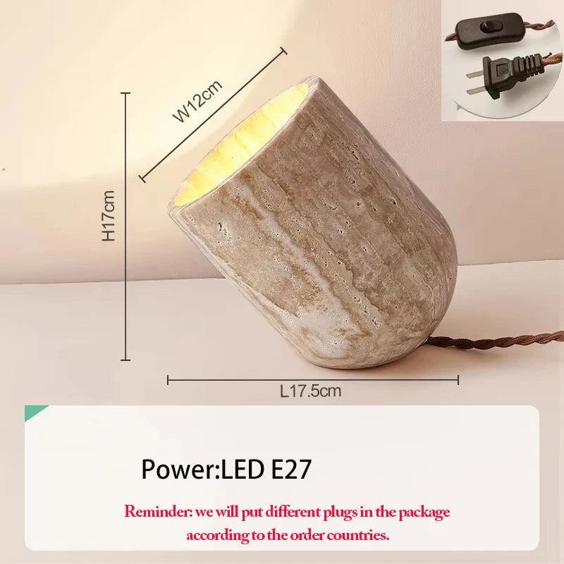 Modern Bedroom Travertine Floor Lamp Natural Yellow Cave Stone Table Lamp Indoor Decor Lighting Bedside Living Room Study E27