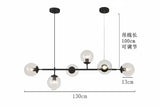 Modern Globe Linear Chandelier 6 Light Milk Glass Chandeliers Pendant Light Fixture Mid Century Sputnik Island Lights
