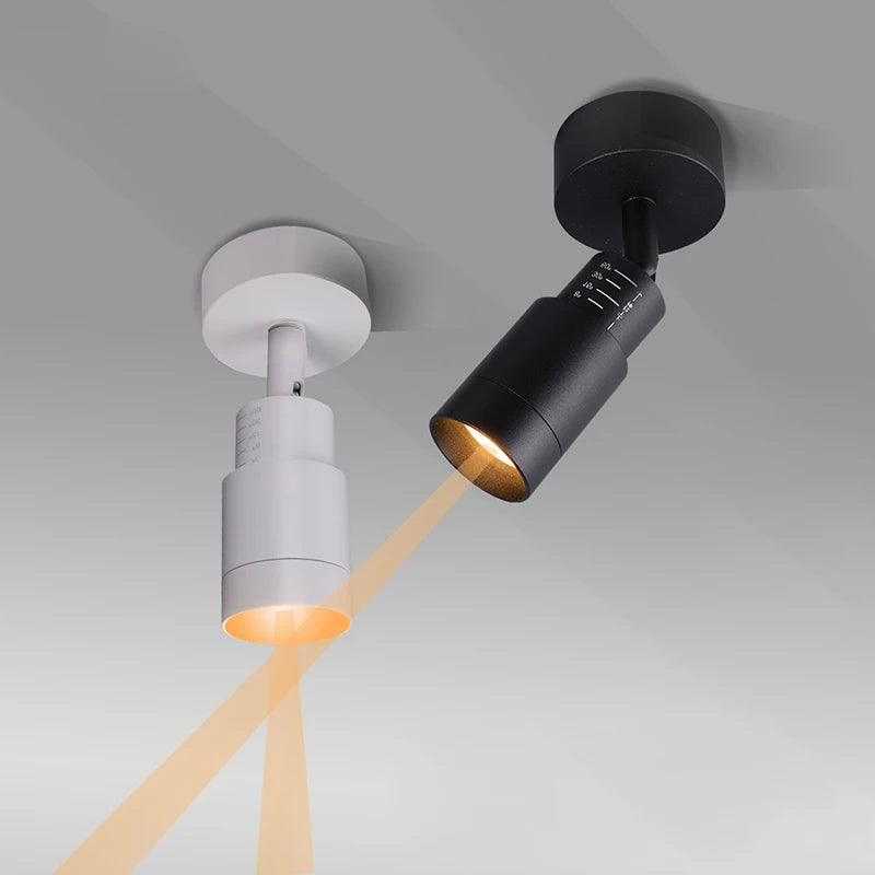 Dimmable Rotating LED Downlights Surface Mounted Adjustable Focus 3°-60° AC85-265V 5W 7W 12W Ceiling Lamp Spot Light