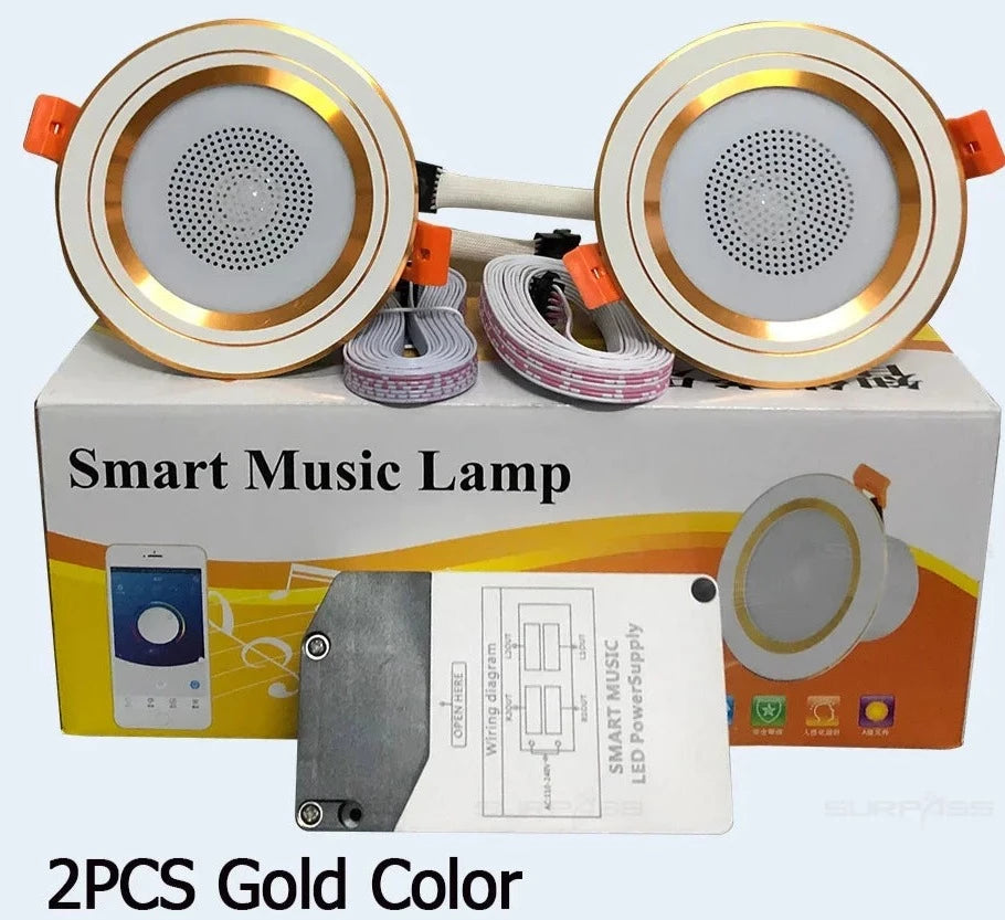 LED Smart Music Lamp Intelligent Background Music Light Ceiling Speakers With Adjused Lights Smart Bluetooth Downlight Speaker