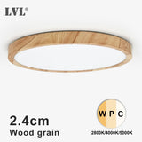 Modern LED Ceiling Light - Wood Grain & Gold 3-Color Home Lighting