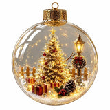 1pc 8CM Size Acrylic Material Christmas Ball Ornament Transparent Design with Light Santa Claus Pendant Hanging Christmas Decor