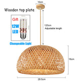 Handmade Vintage Pendant Lamp Bamboo Restaurant Café Chandeliers Wood Base E27 Bulb Lighting Hotel Bedroom Interior Classical