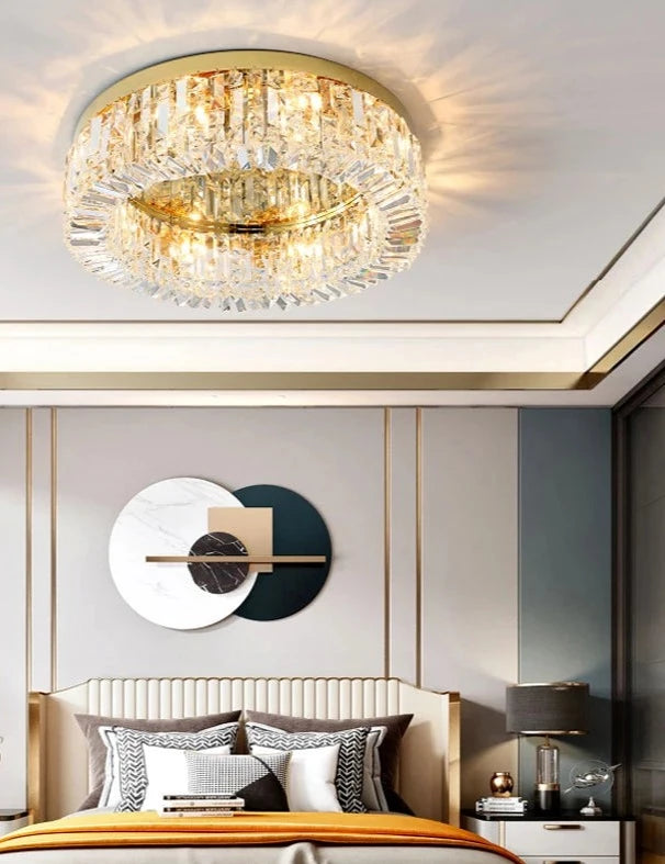 modern style ceiling light K9 crystal stainless steel decorative living room bedroom LED ceiling lamp