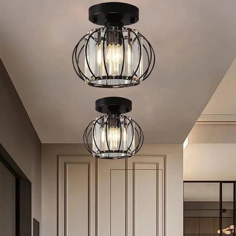 Modern Ceiling Light Semi Recessed Ceiling Fixture Chrome Finish for Bedroom Bathroom Hallway Closet Silver