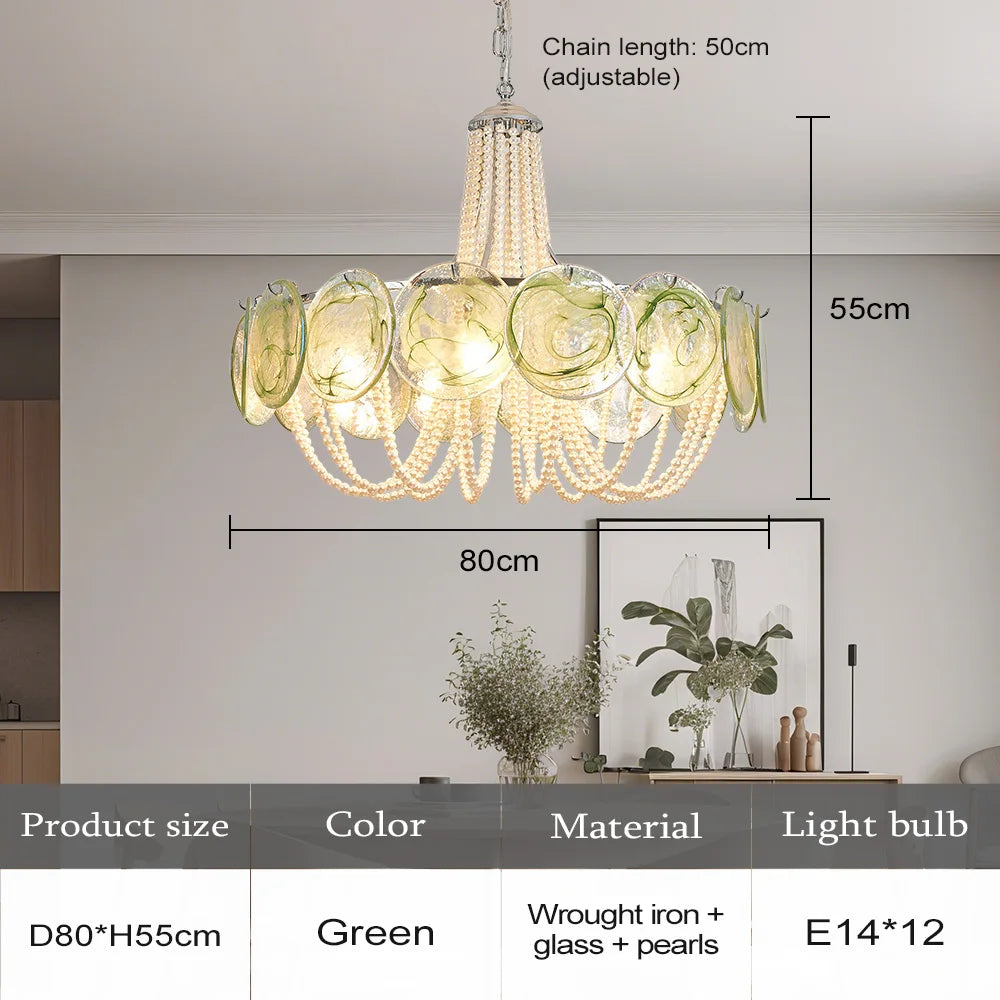French Flower Glass Pendant Light Creamy Pearl Romantic Master Bedroom Lighting High-end Restaurant Lights